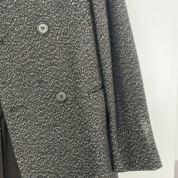 All Saints REFINE Mens Wool Trench Charcoal Coat Black/White Marbled Size L - Picture 8 of 12